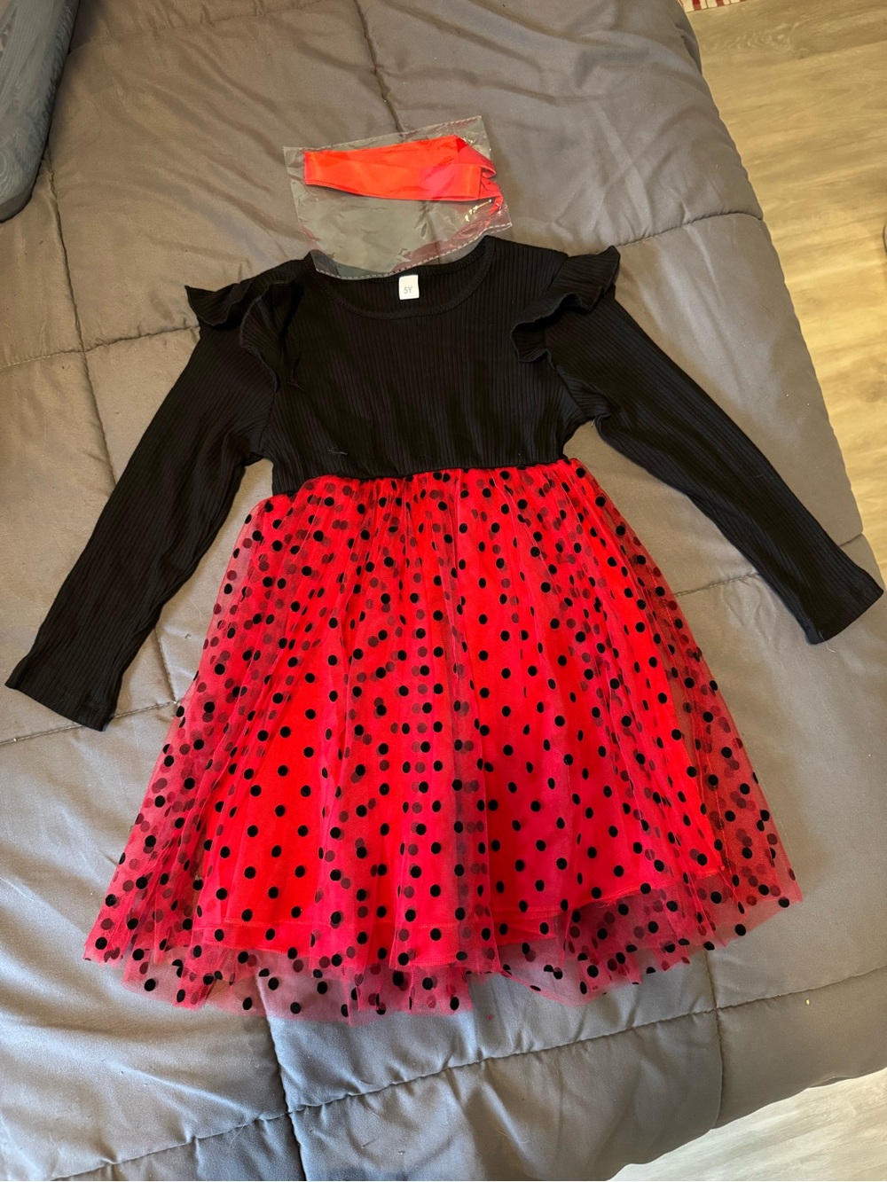 Kids Dress with Red Polka Dot Skirt